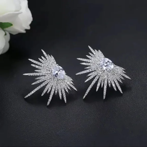 New Women’s Beautiful Diamond Earrings New - Picture 2 of 5